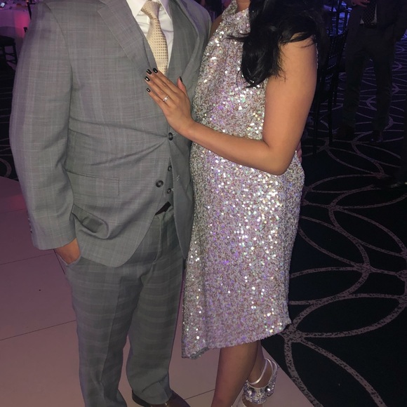 Anna Sui Asymmetrical Sequined Dress / confetti halter dress - Picture 6 of 8